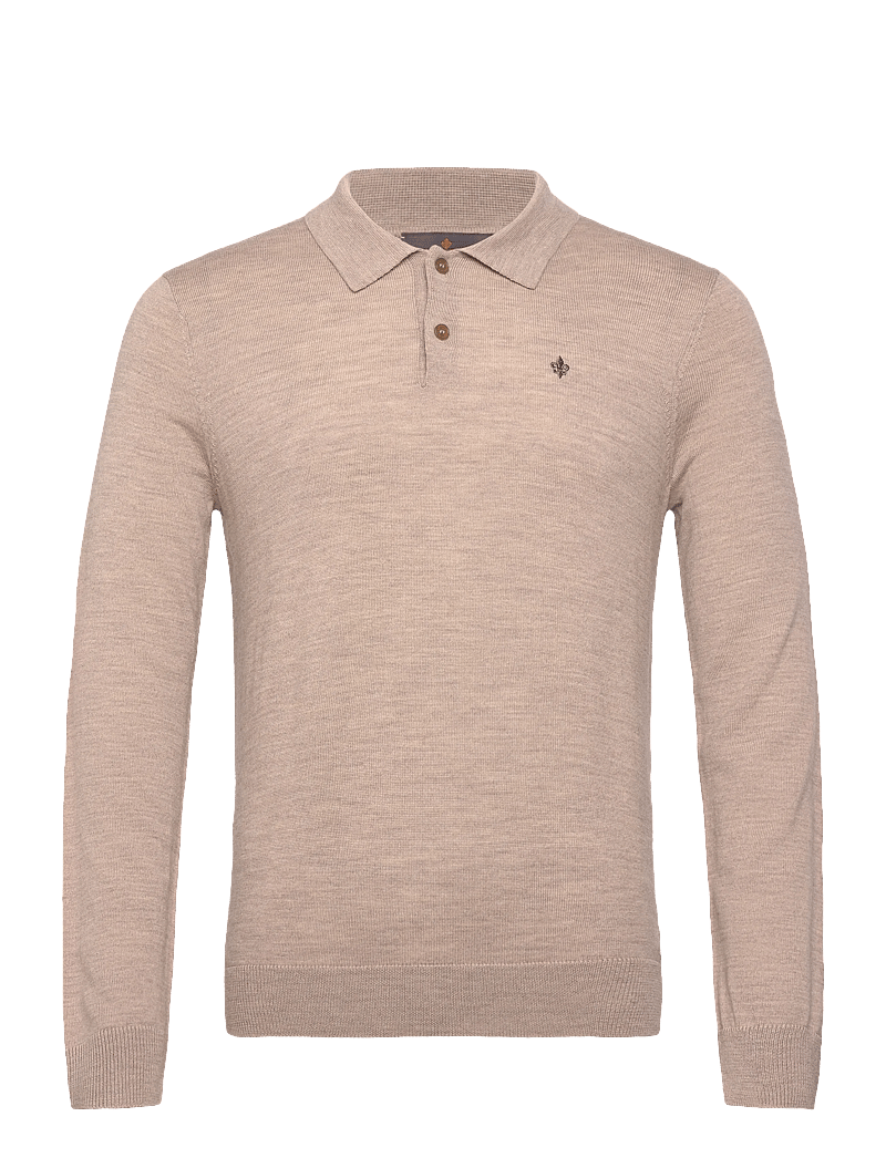 Morris - Merino Polo Knit - gestrickte polohemden - khaki - 0
