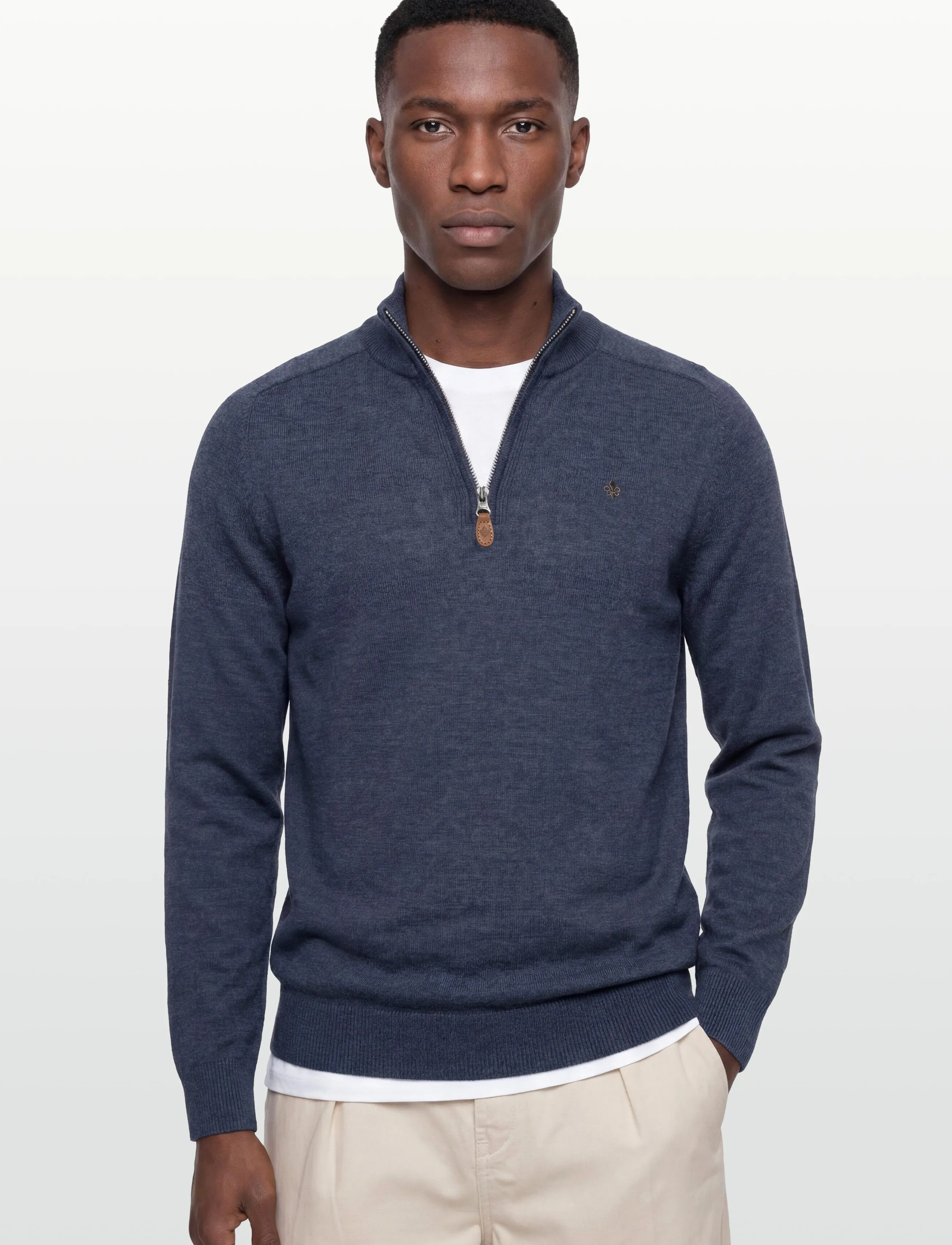 Morris - Merino John Zip - tõmblukk-kaelusega džemprid - blue - 3