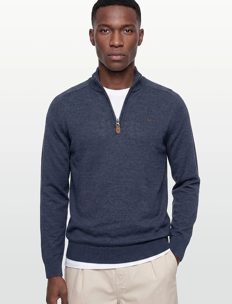 Morris - Merino John Zip - pullover mit halbem reißverschluss - blue - 3