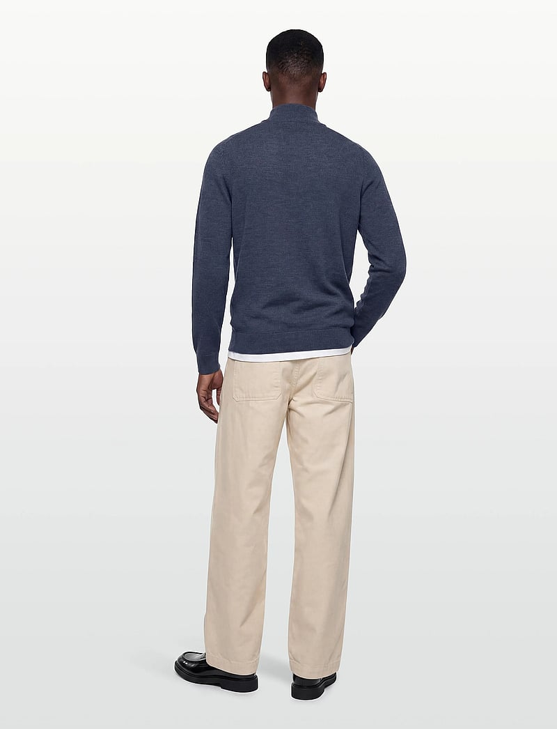Morris - Merino John Zip - pullover mit halbem reißverschluss - blue - 4