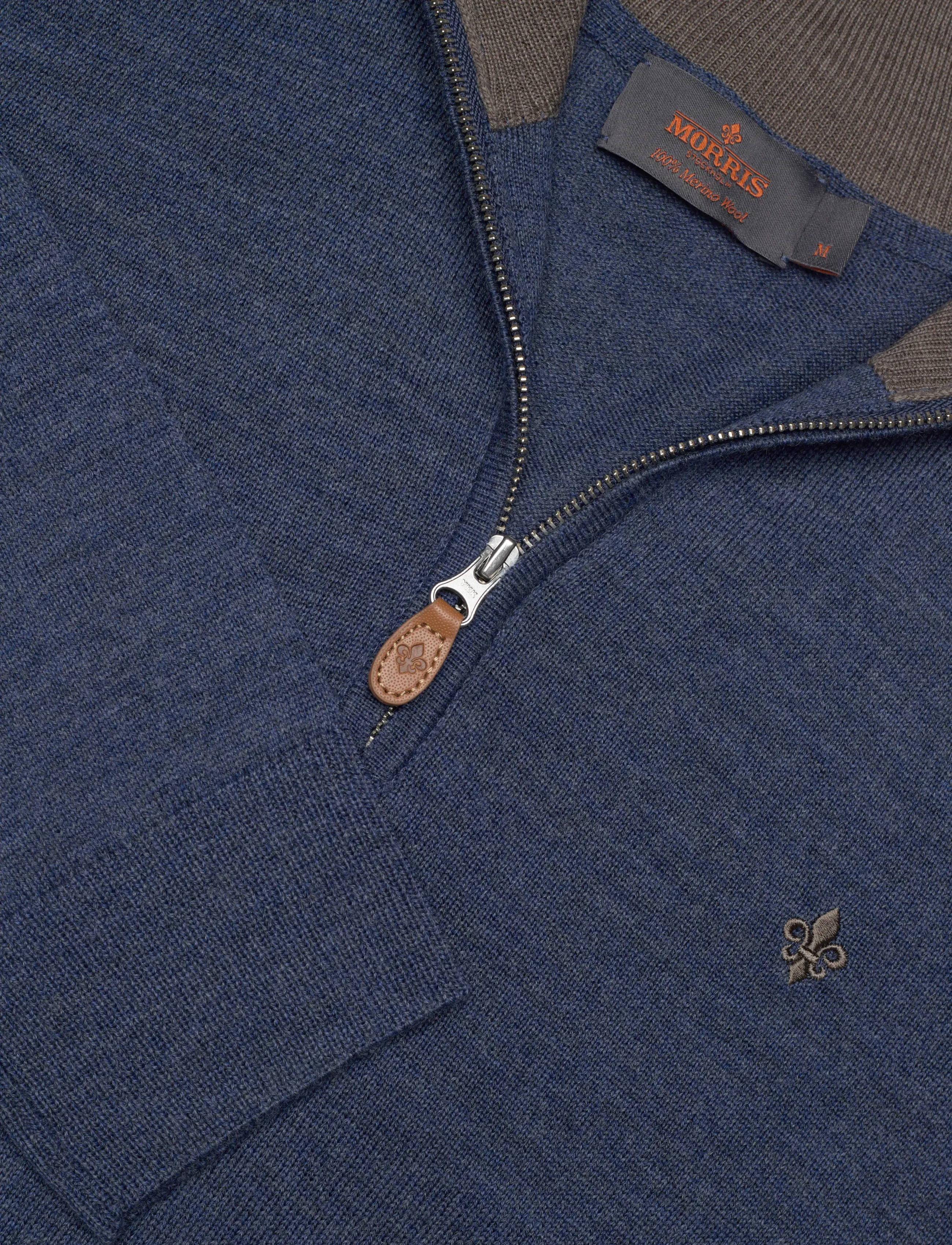 Morris - Merino John Zip - tõmblukk-kaelusega džemprid - blue - 5