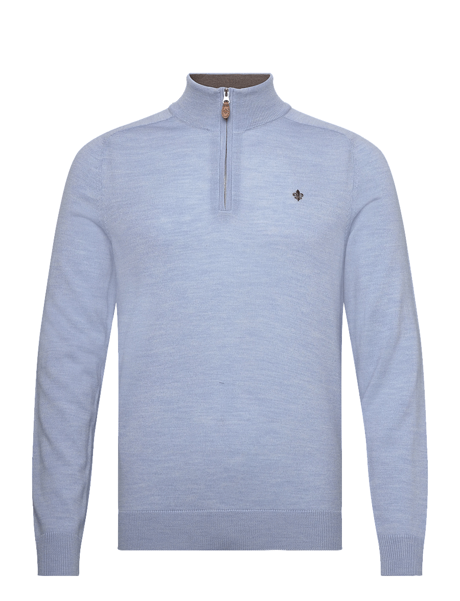 Morris - Merino John Zip - pullover mit halbem reißverschluss - light blue - 1
