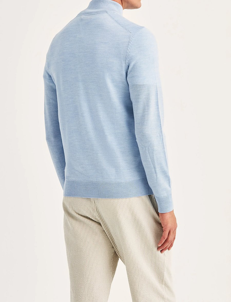 Morris - Merino John Zip - pullover mit halbem reißverschluss - light blue - 4