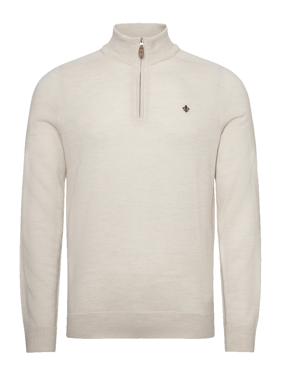 Morris - Merino John Zip - pullover mit halbem reißverschluss - off white - 1