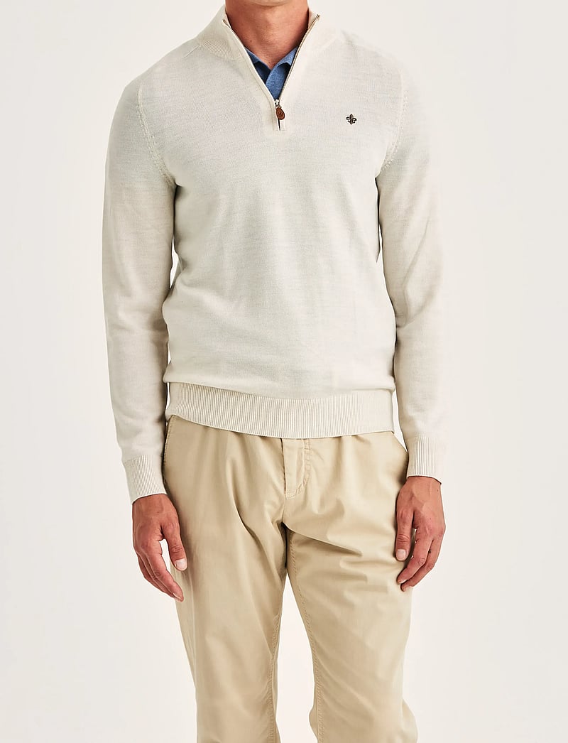 Morris - Merino John Zip - half zip jumpers - off white - 0