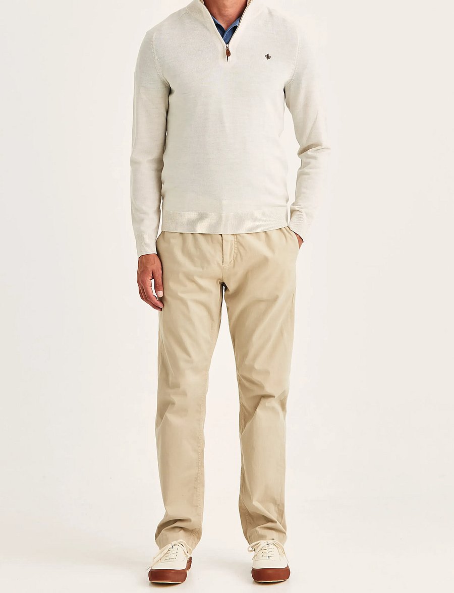 Morris - Merino John Zip - pullover mit halbem reißverschluss - off white - 3
