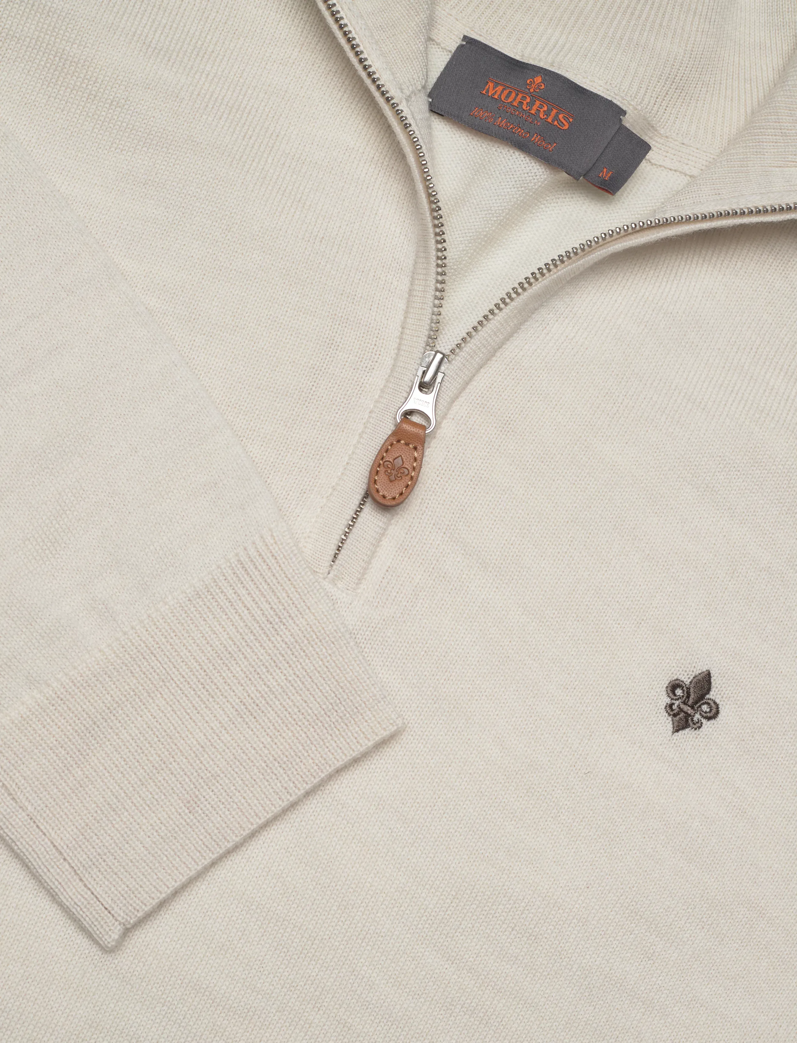 Morris - Merino John Zip - half zip jumpers - off white - 5