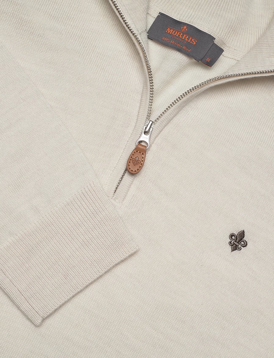 Morris - Merino John Zip - pullover mit halbem reißverschluss - off white - 5