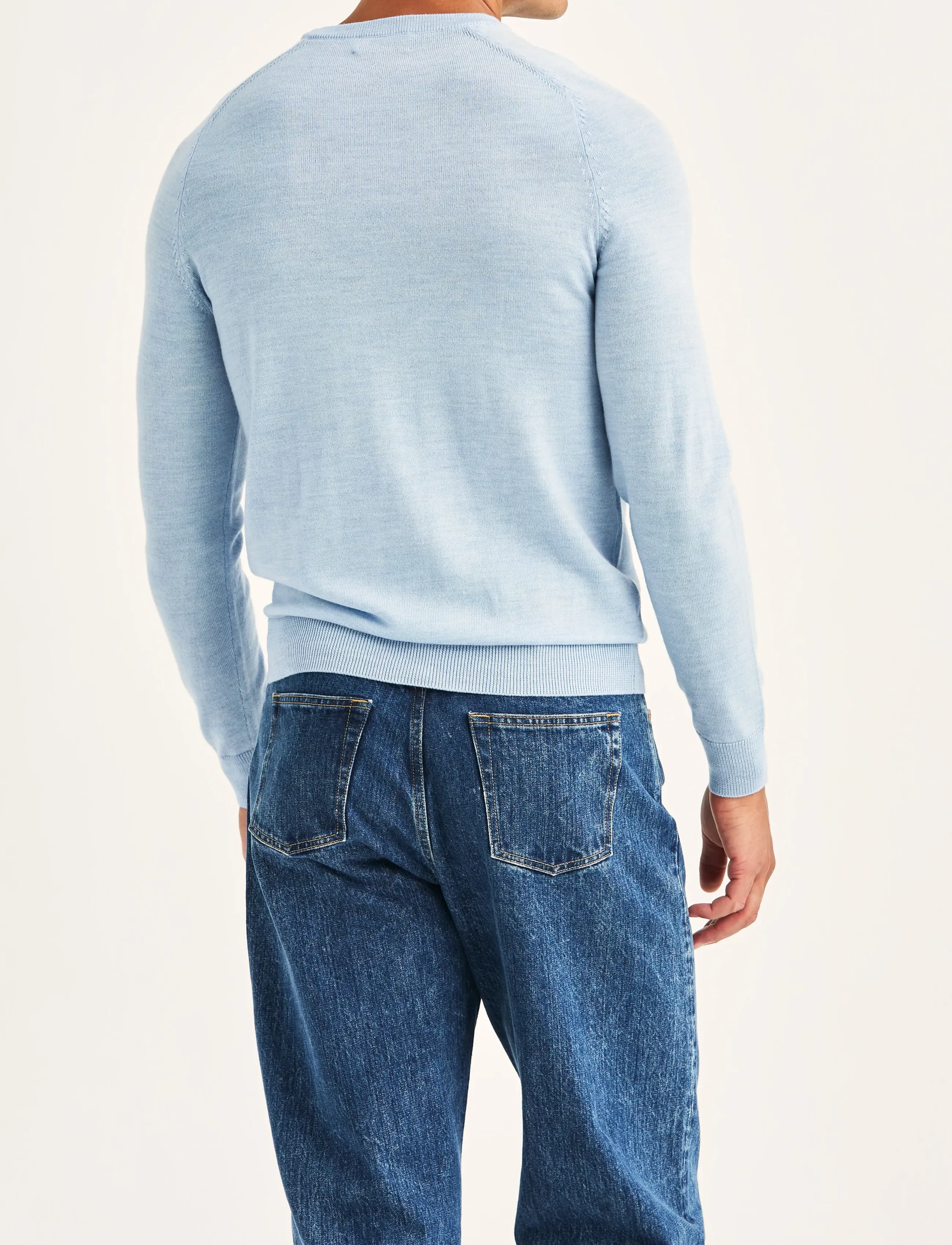 Morris - Merino Oneck - stickade basplagg - light blue - 4