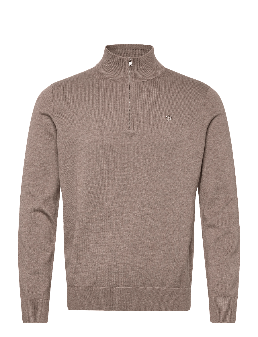 Morris - Riley Half Zip - half zip jumpers - brown - 1