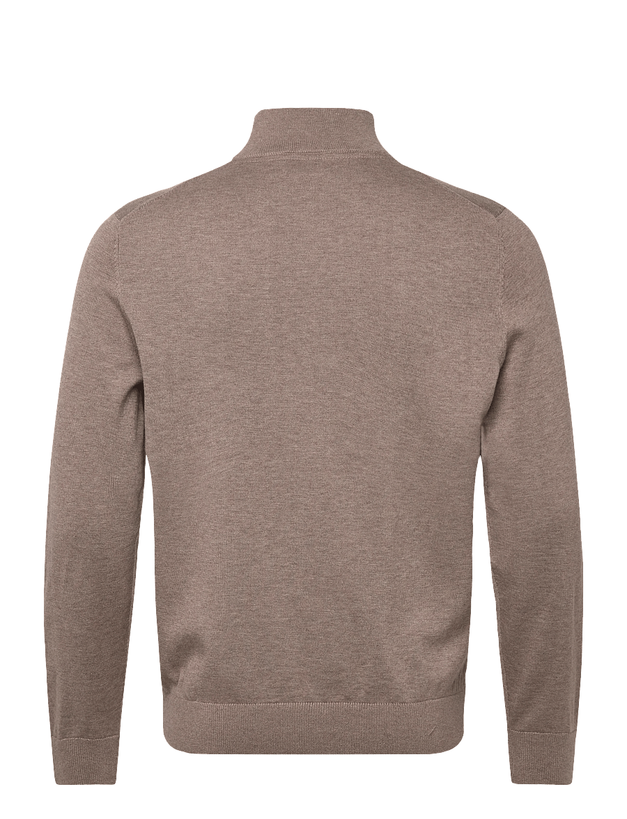 Morris - Riley Half Zip - half zip jumpers - brown - 2