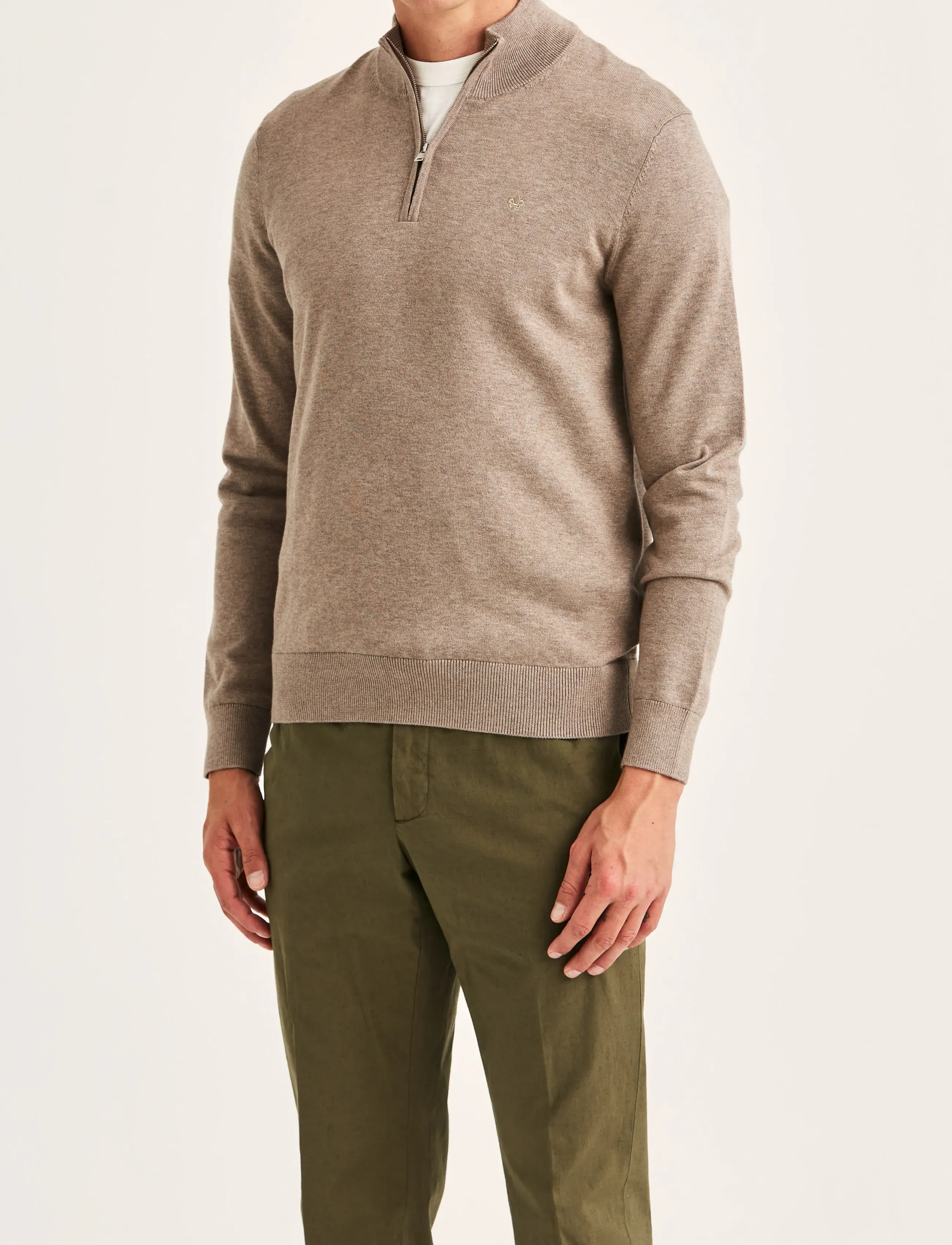 Morris Riley Half Zip, M, Knitwear, Braun - Zip Jumpers, Männerswear