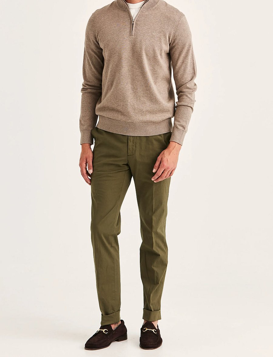 Morris - Riley Half Zip - half zip jumpers - brown - 3