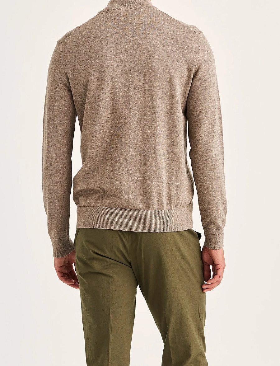 Morris - Riley Half Zip - half zip jumpers - brown - 4