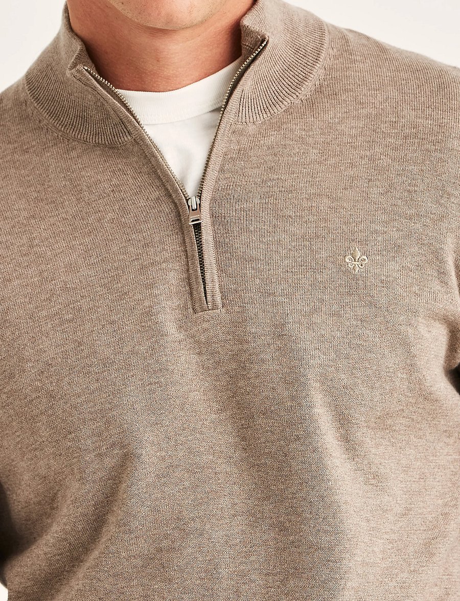 Morris - Riley Half Zip - half zip jumpers - brown - 5