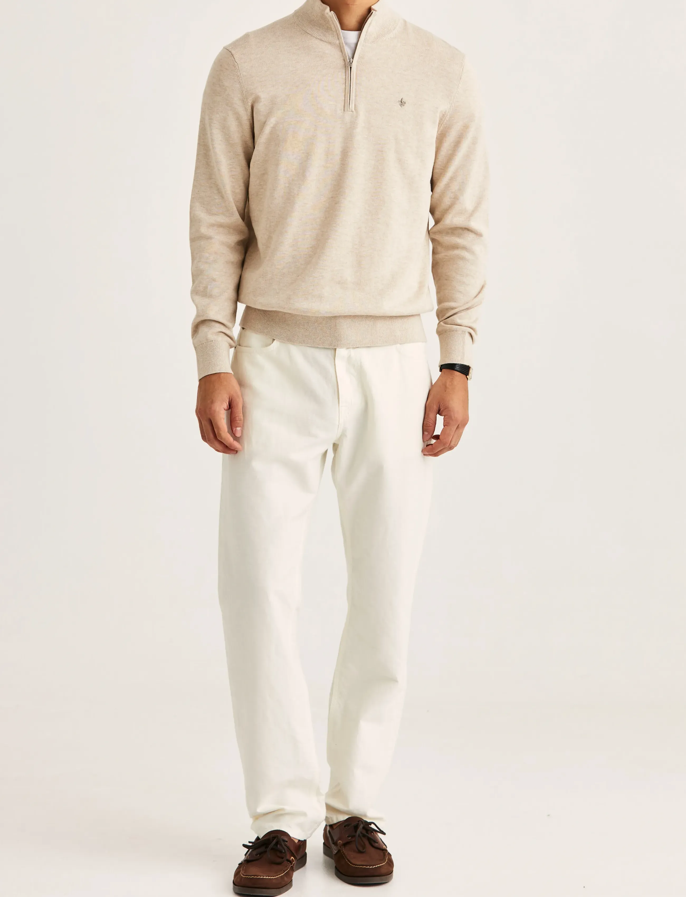 Morris - Riley Half Zip - tõmblukk-kaelusega džemprid - khaki - 3