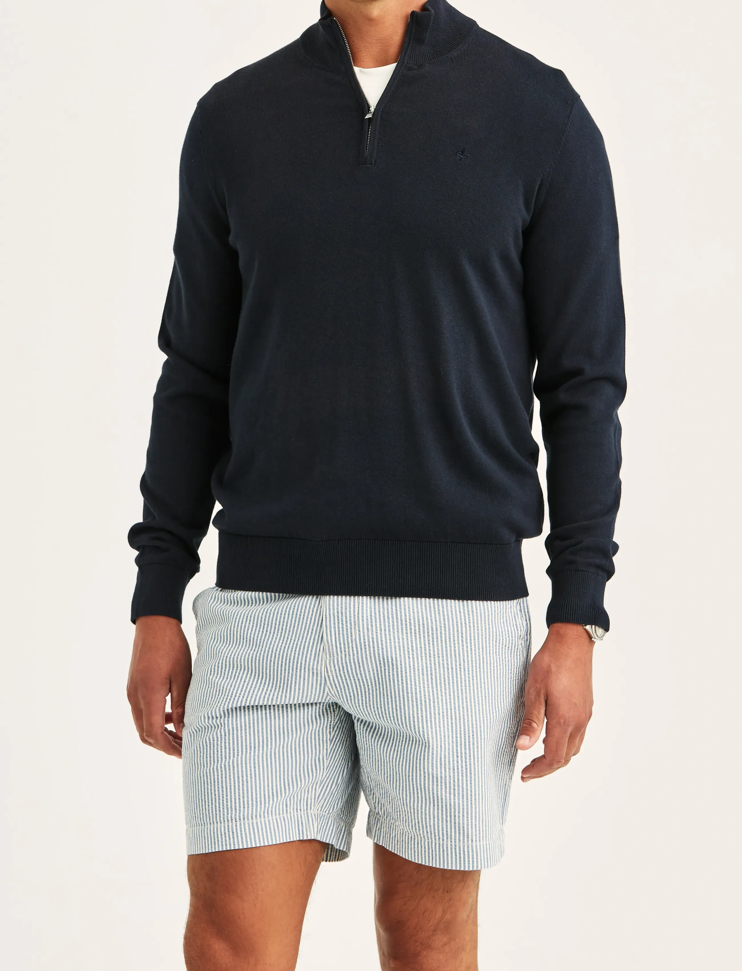 Morris Riley Half Zip, Mænd, Half Zip Sweater, Navy, Str: M