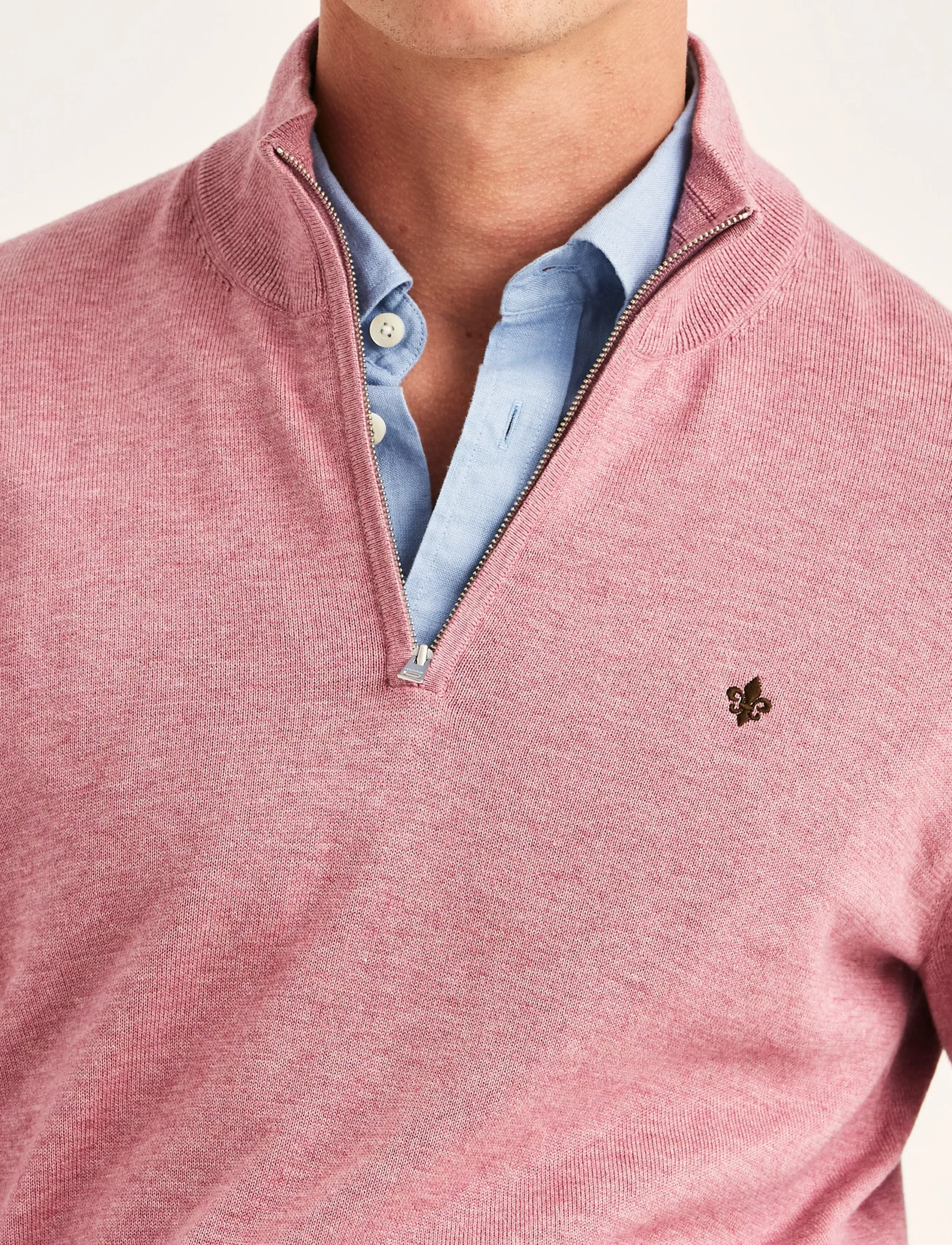 Morris - Riley Half Zip - tõmblukk-kaelusega džemprid - pink - 5