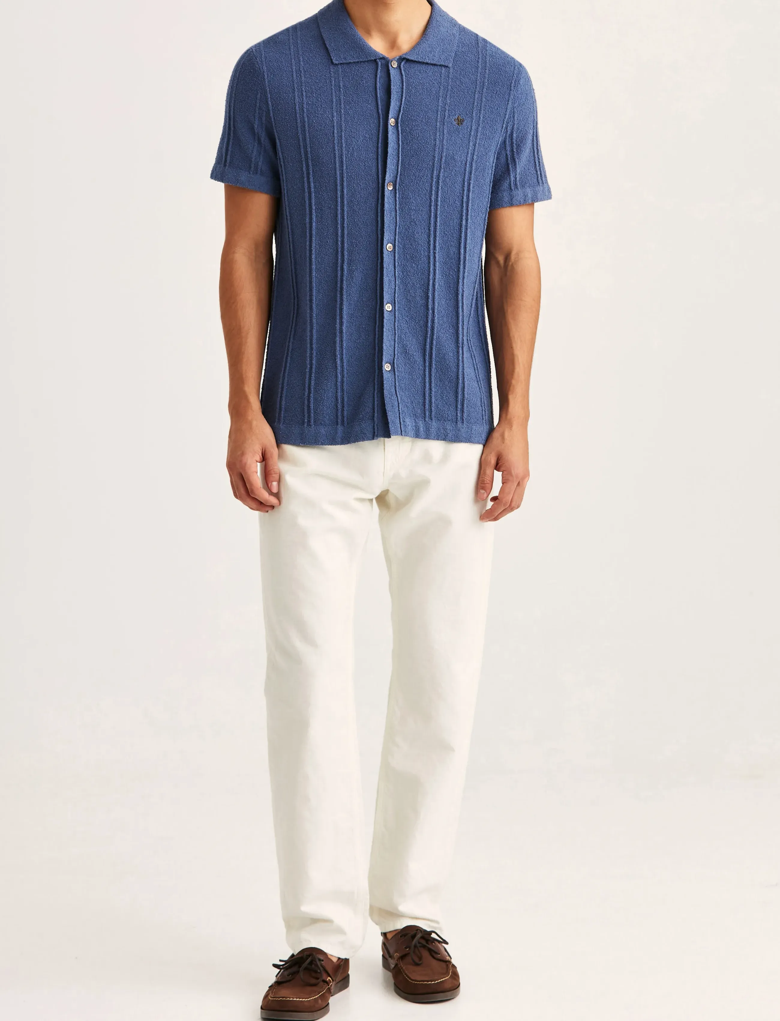 Morris - Clayton Knitted SS Shirt - gestrickte polohemden - blue - 3