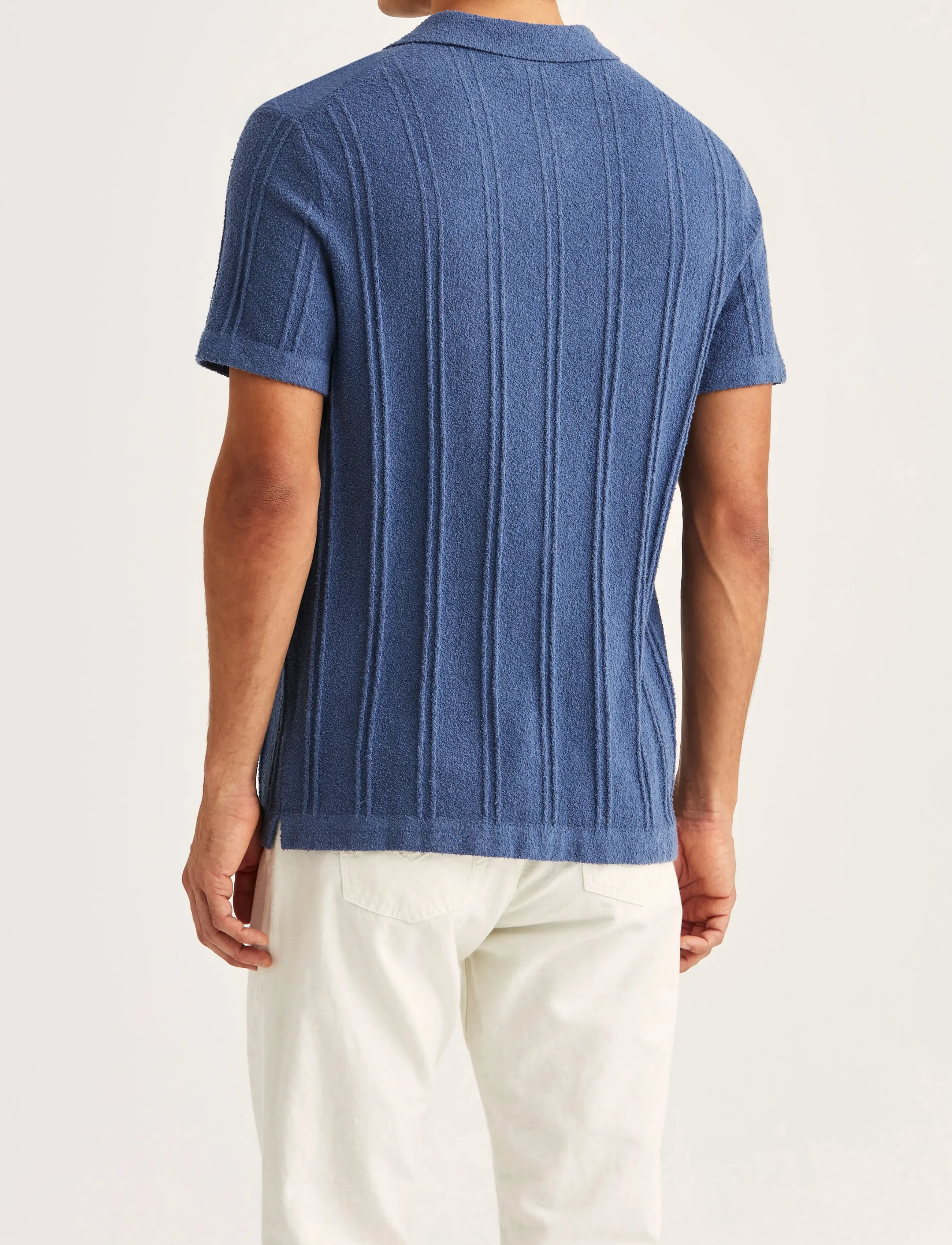 Morris - Clayton Knitted SS Shirt - gestrickte polohemden - blue - 4