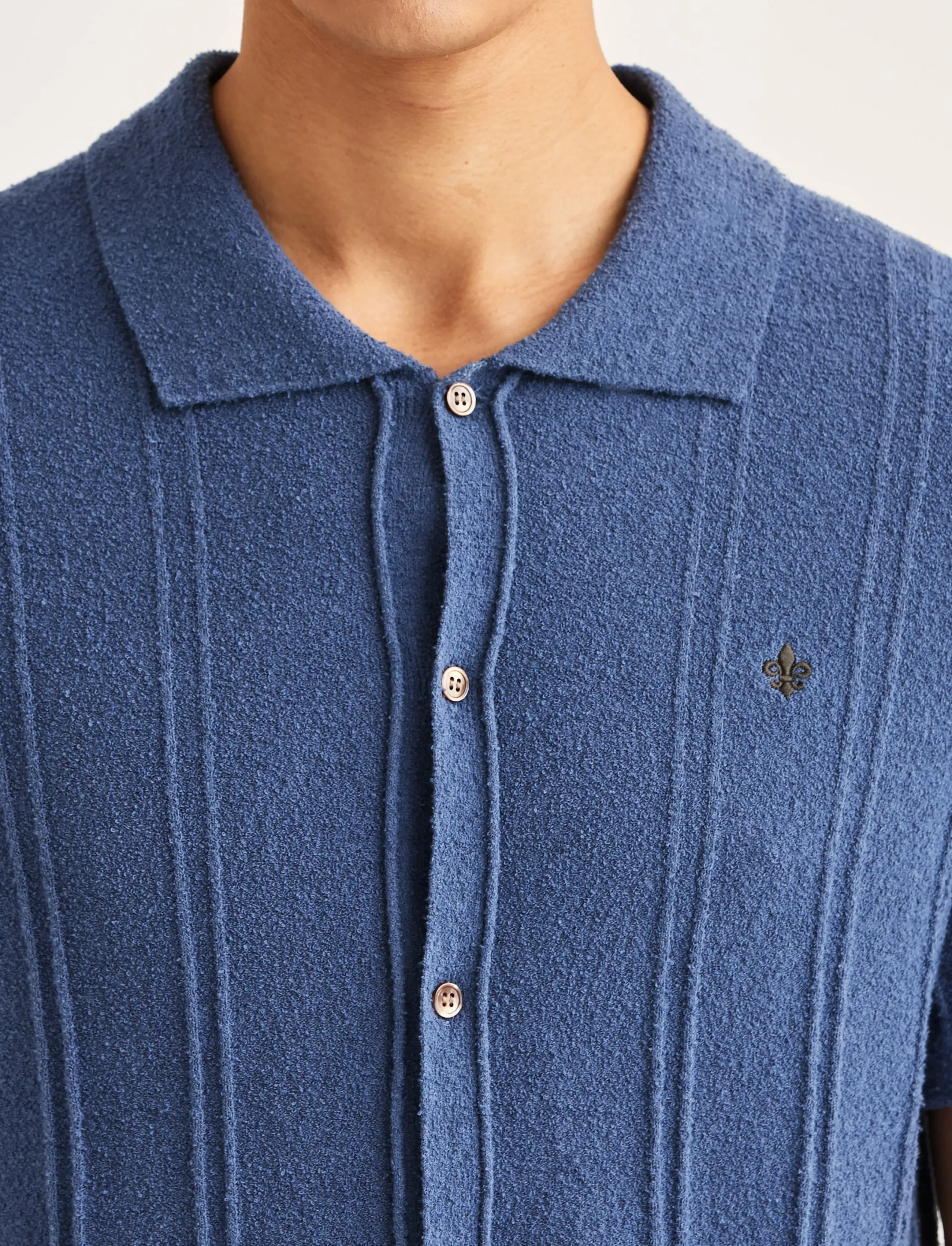 Morris - Clayton Knitted SS Shirt - gestrickte polohemden - blue - 5
