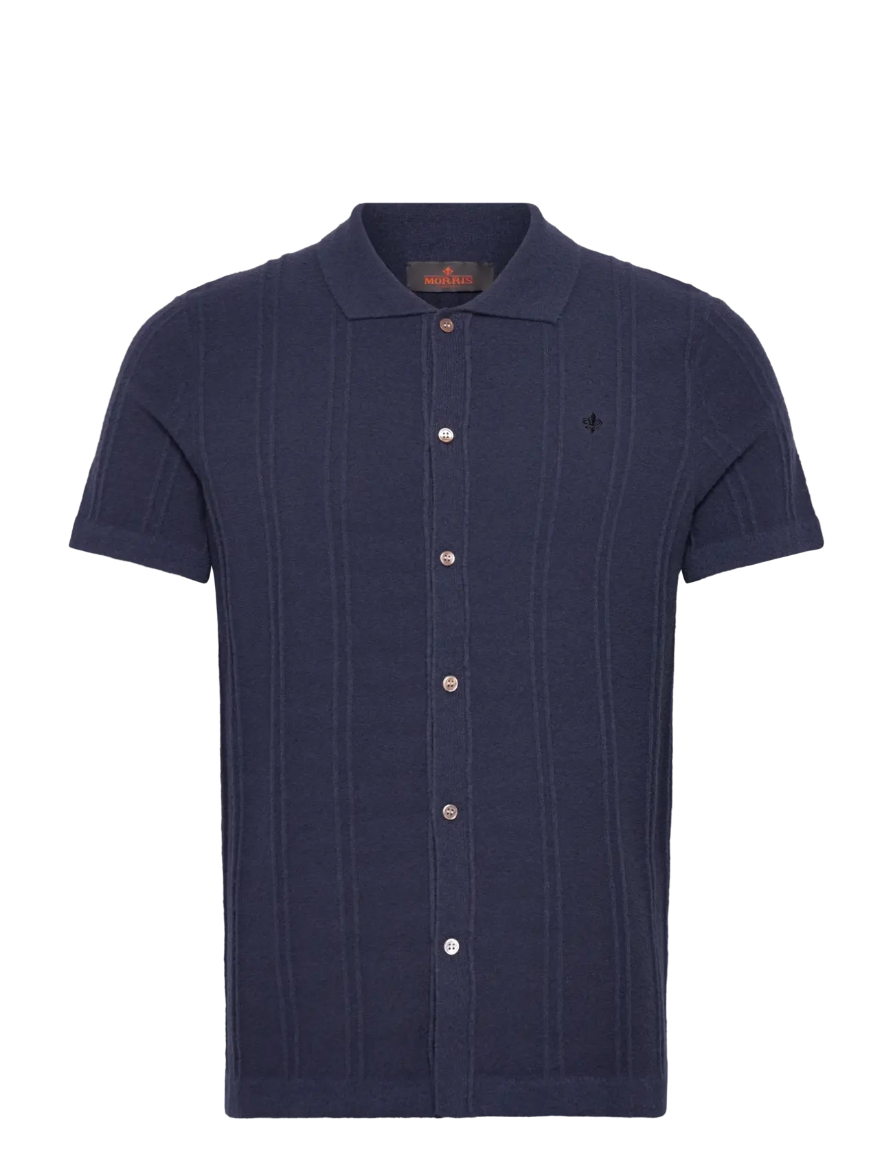 MORRIS Clayton Strick Ss Shirt Navy - XXL - Herren