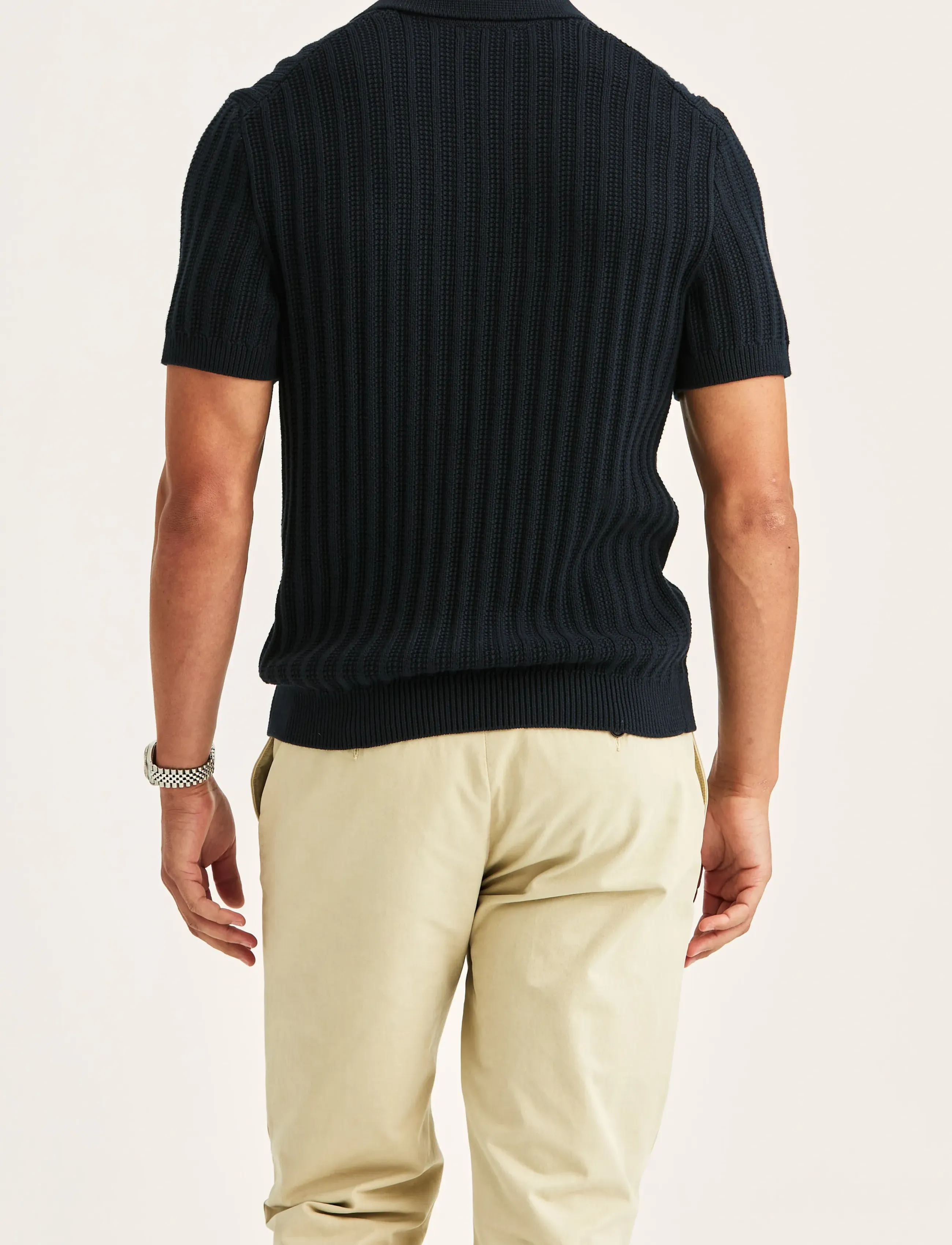 Morris - Clayton Knitted SS Shirt - gestrickte polohemden - dark blue - 4