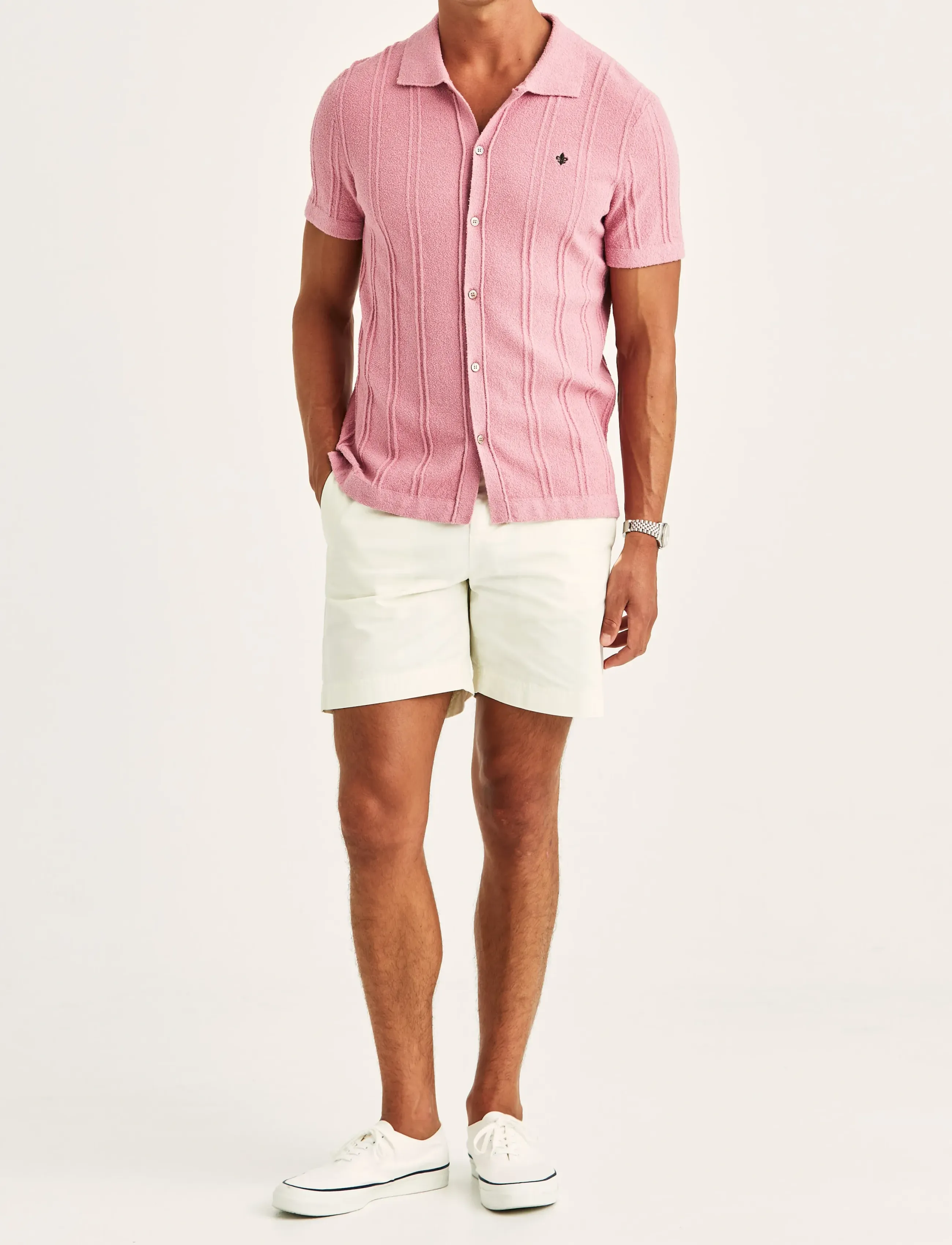 Morris - Clayton Knitted SS Shirt - polostrik - pink - 3