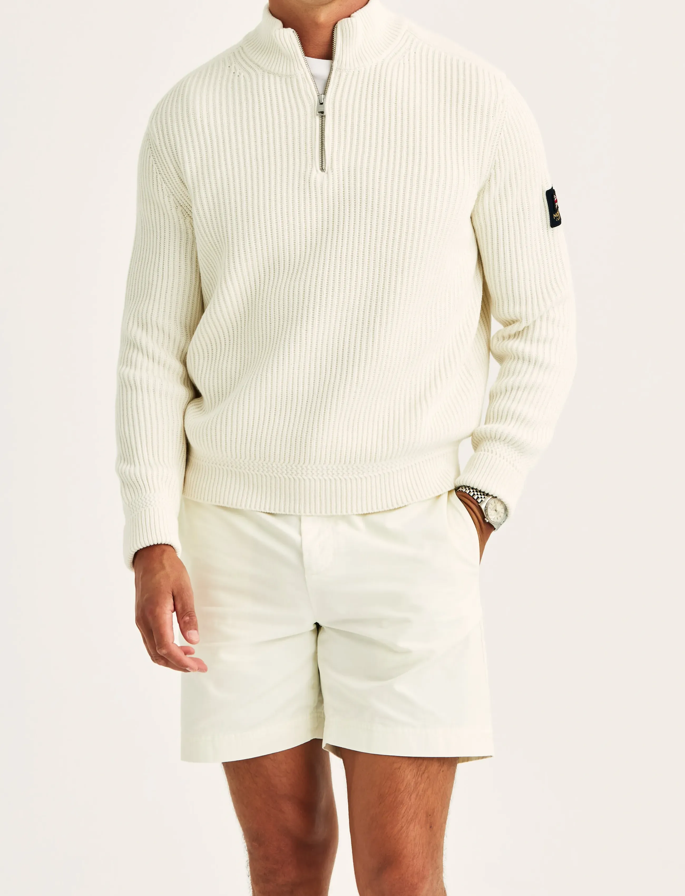 Morris Brenton Half Zip - „Preppy“ - OFF WHITE / silver