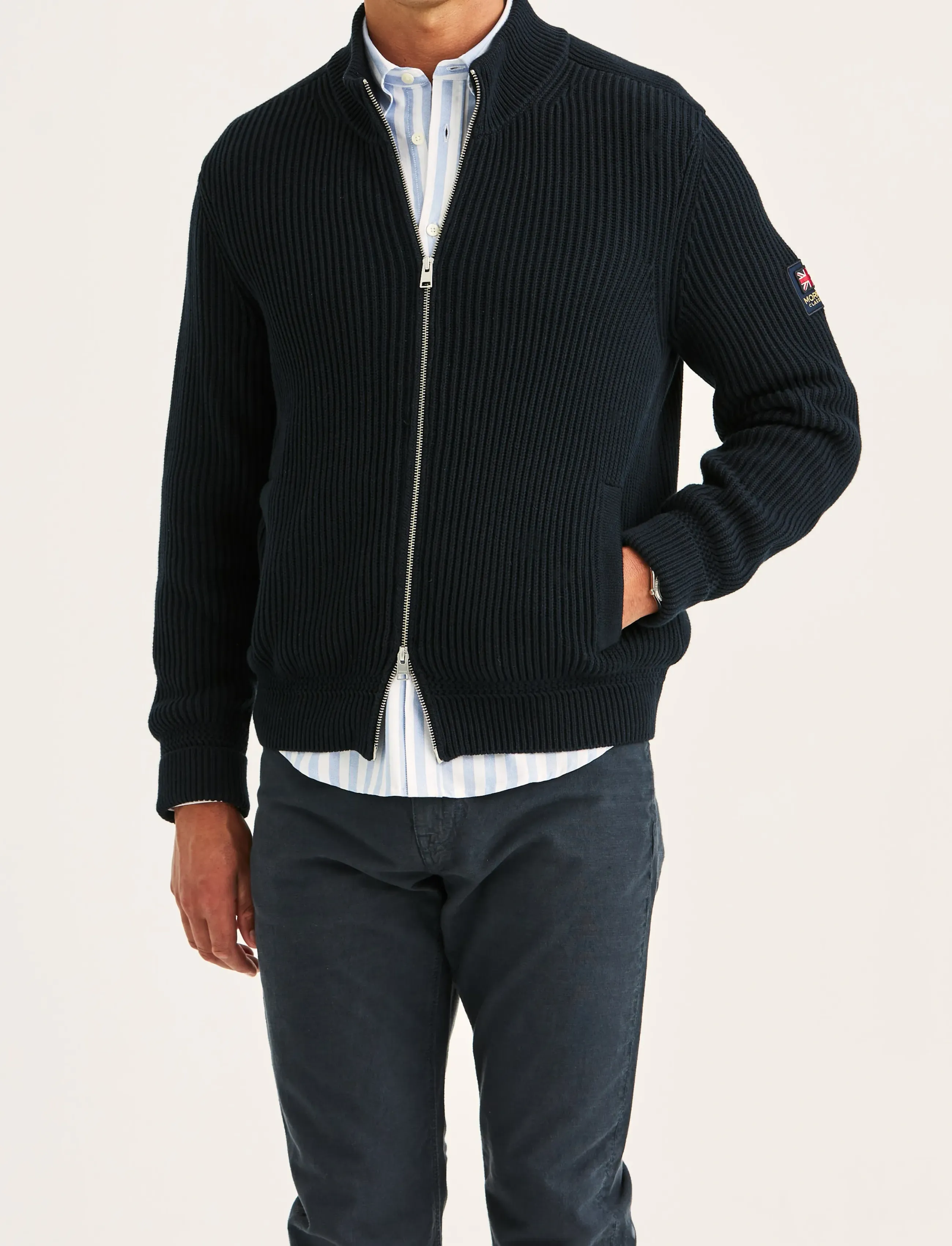 Morris Brenton Zip Cardigan, XL, Knitwear, Marineblau - Cardigans, Männerswear