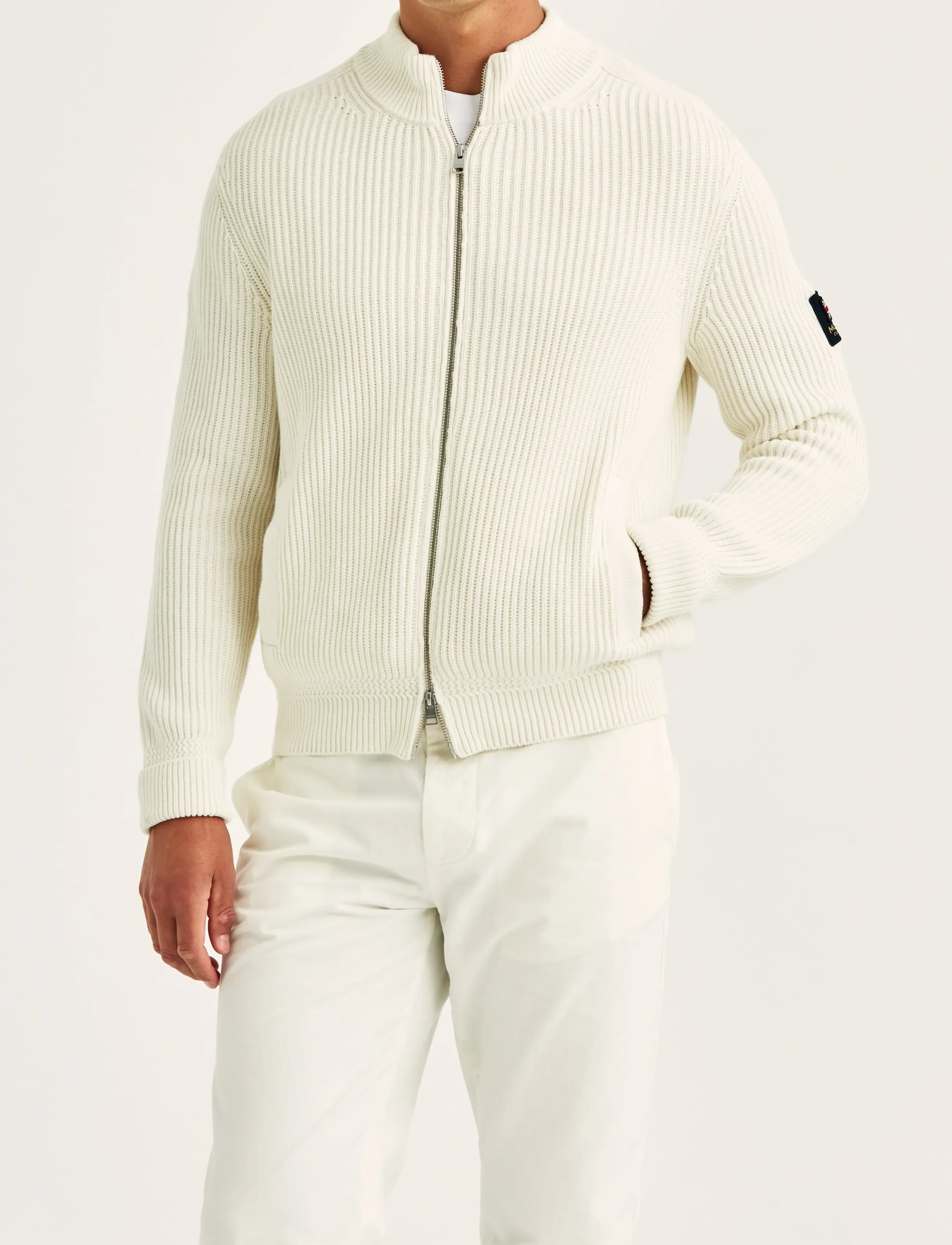 Morris Brenton Zip Cardigan, XL, Cream, Strik > Cardigans, Herre