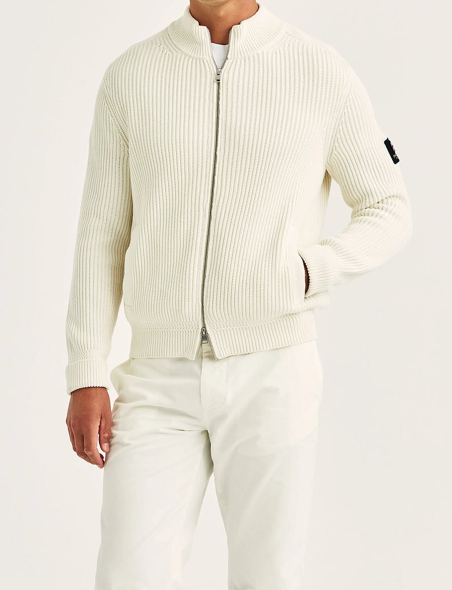 Morris - Brenton Zip Cardigan - pullover mit durchgehendem reißverschluss - off white - 0
