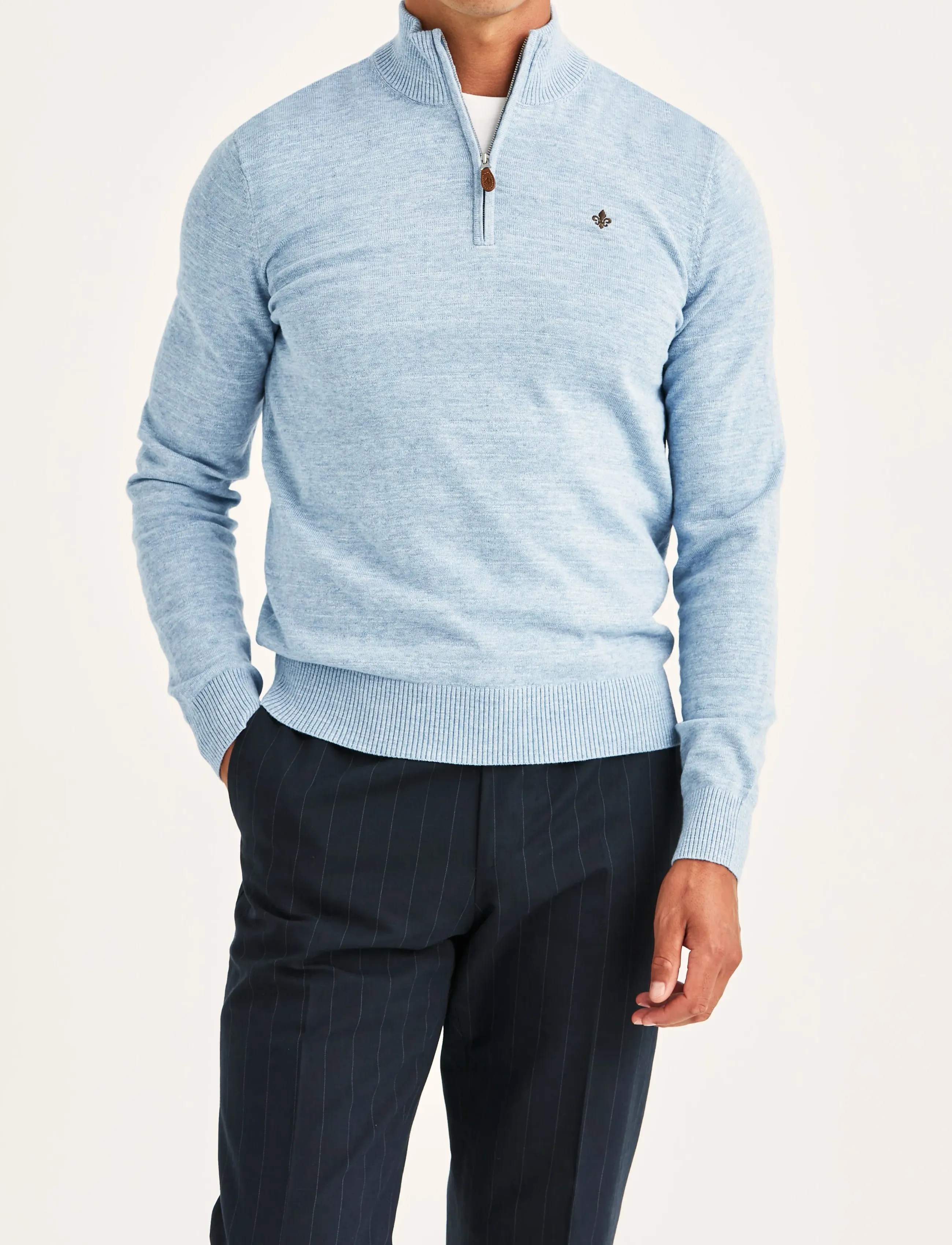 Morris Randall Half Zip, M, Knitwear, Blau - Zip Jumpers, Männerswear