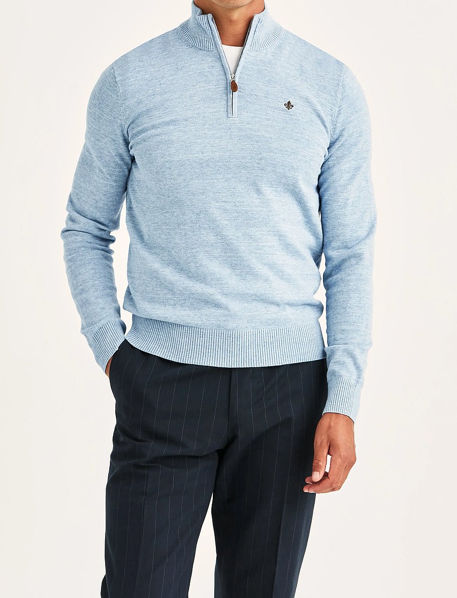 Morris - Randall Half Zip - pullover mit halbem reißverschluss - light blue - 0