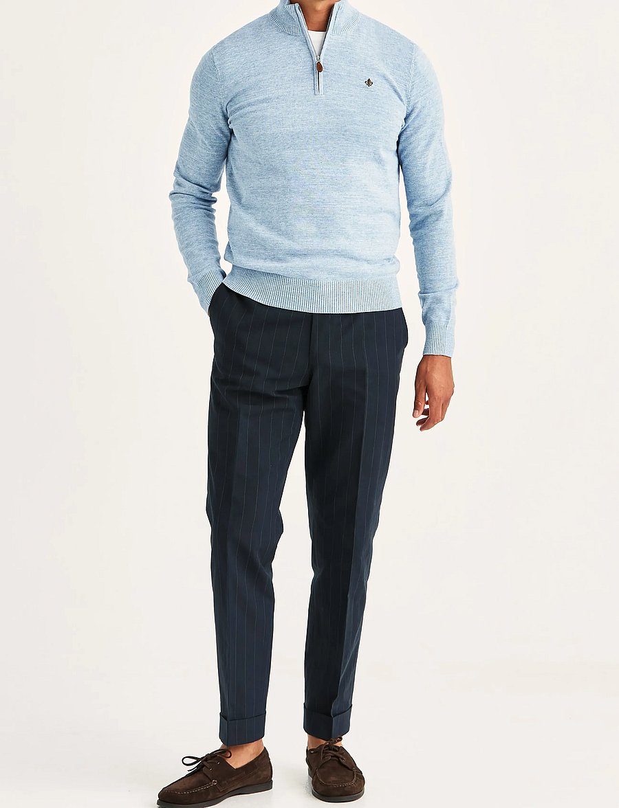 Morris - Randall Half Zip - pullover mit halbem reißverschluss - light blue - 3