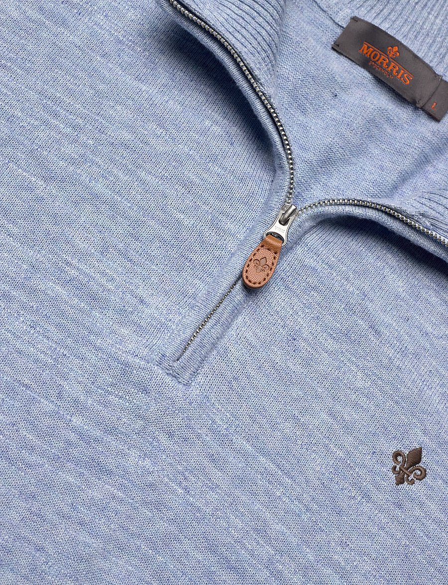 Morris - Randall Half Zip - pullover mit halbem reißverschluss - light blue - 5