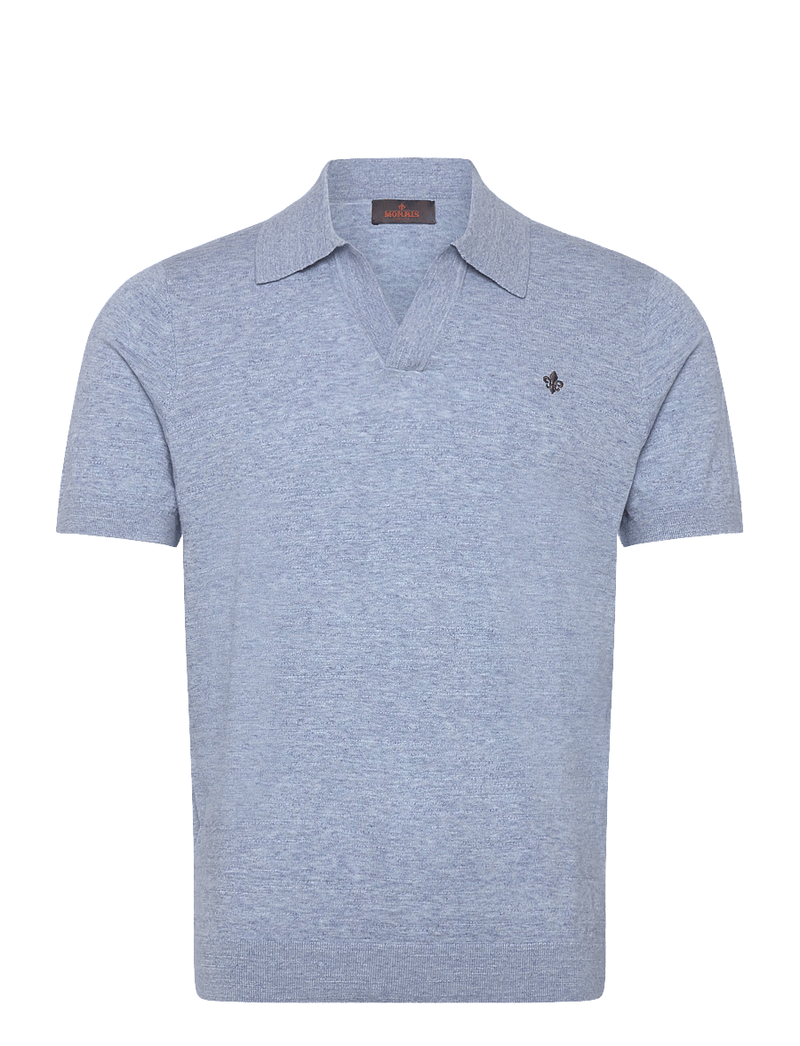 Morris - Randall Resort Polo - langärmlige strick-polohemden - light blue - 1