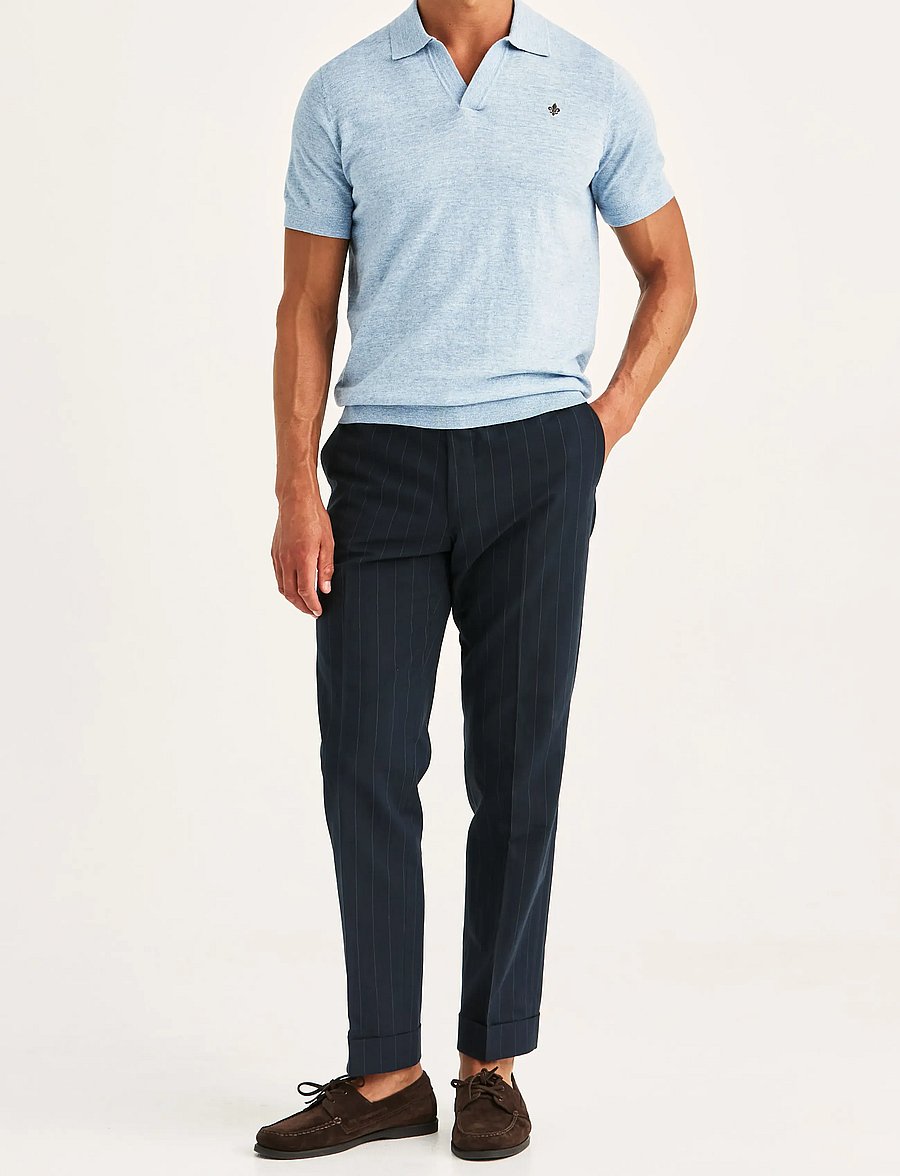 Morris - Randall Resort Polo - langärmlige strick-polohemden - light blue - 3