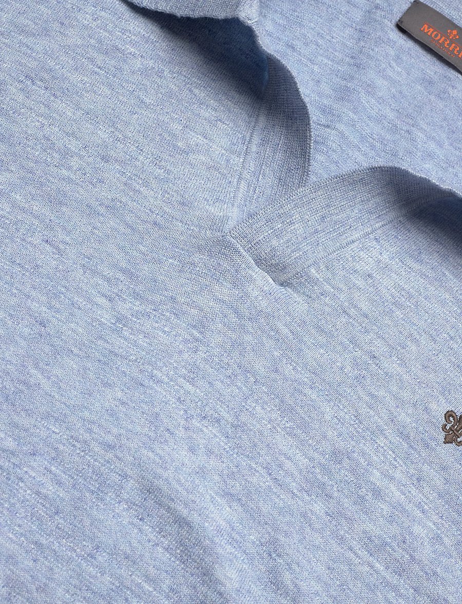 Morris - Randall Resort Polo - langärmlige strick-polohemden - light blue - 5