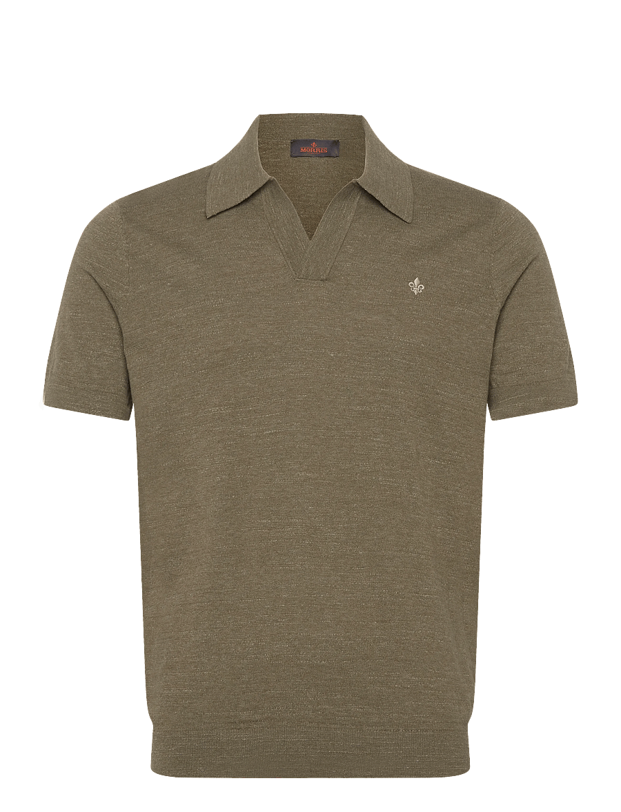 Morris - Randall Resort Polo - langärmlige strick-polohemden - olive - 1