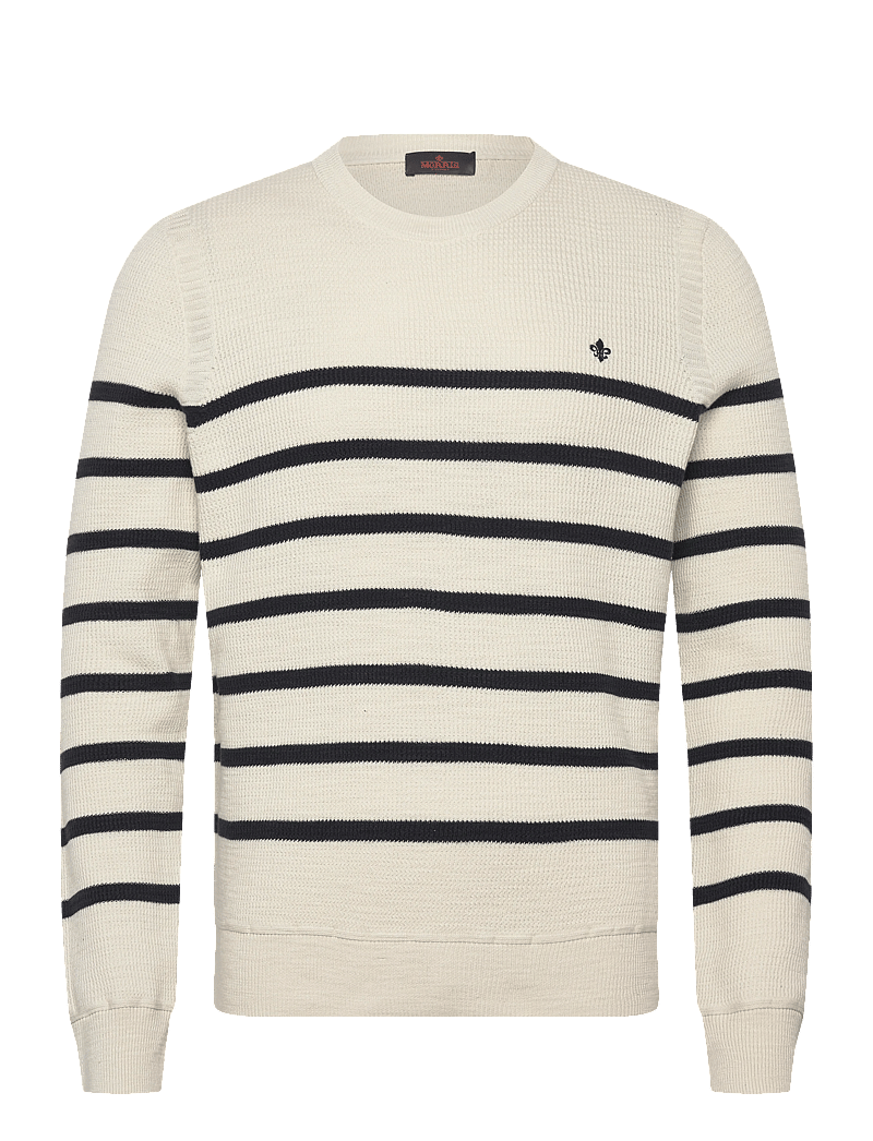 Morris - Benedict Striped Oneck - rund hals - off white - 1