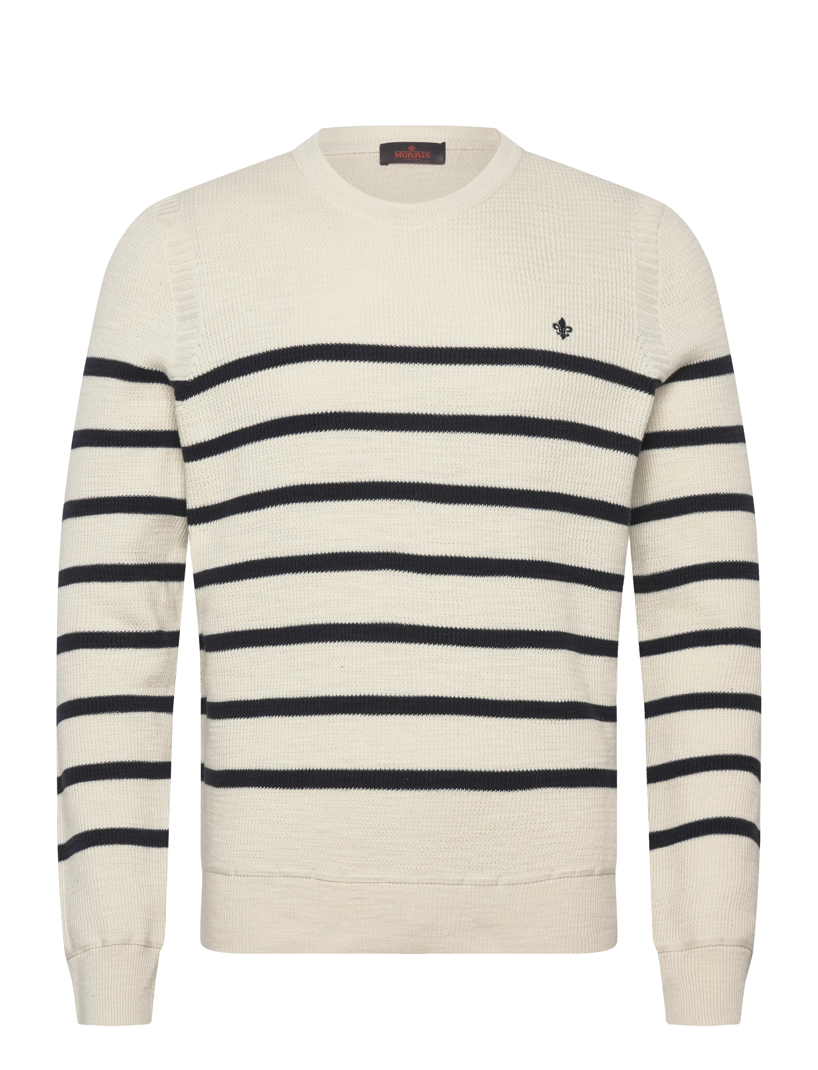Morris Benedict Striped Oneck - Rundhals - OFF WHITE / cream