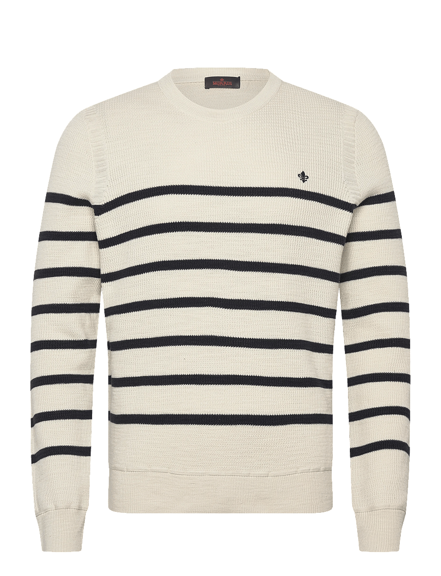 Morris - Benedict Striped Oneck - Ümmarguse kaelusega kudumid - off white - 1