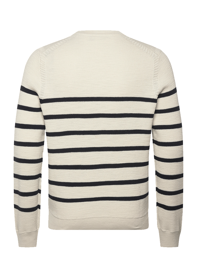 Morris - Benedict Striped Oneck - rund hals - off white - 2