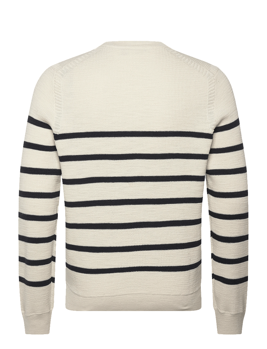 Morris - Benedict Striped Oneck - Ümmarguse kaelusega kudumid - off white - 2