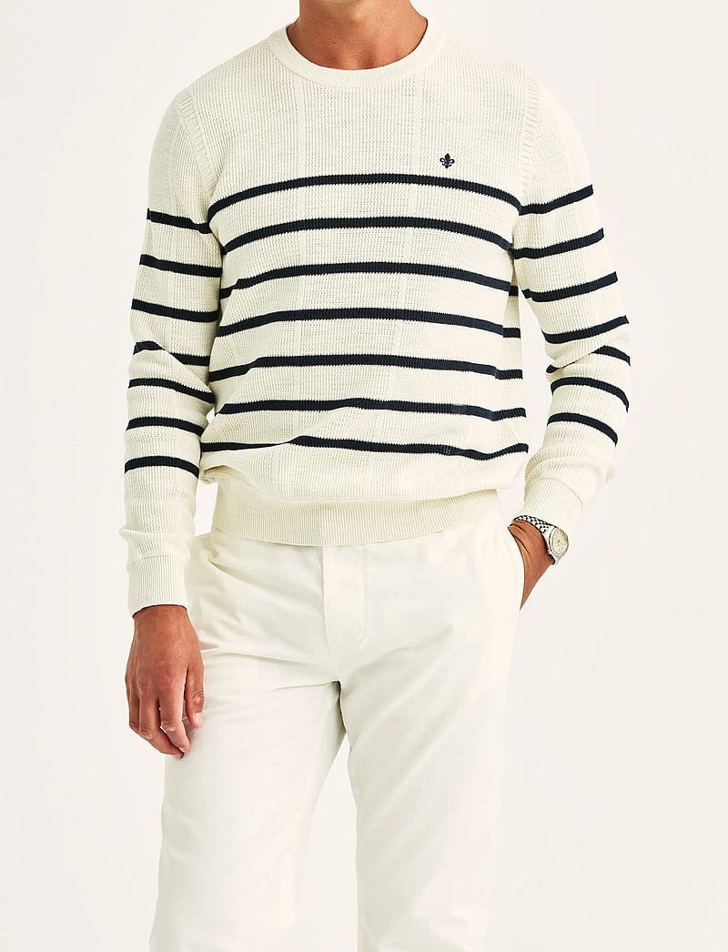 Morris - Benedict Striped Oneck - rund hals - off white - 0