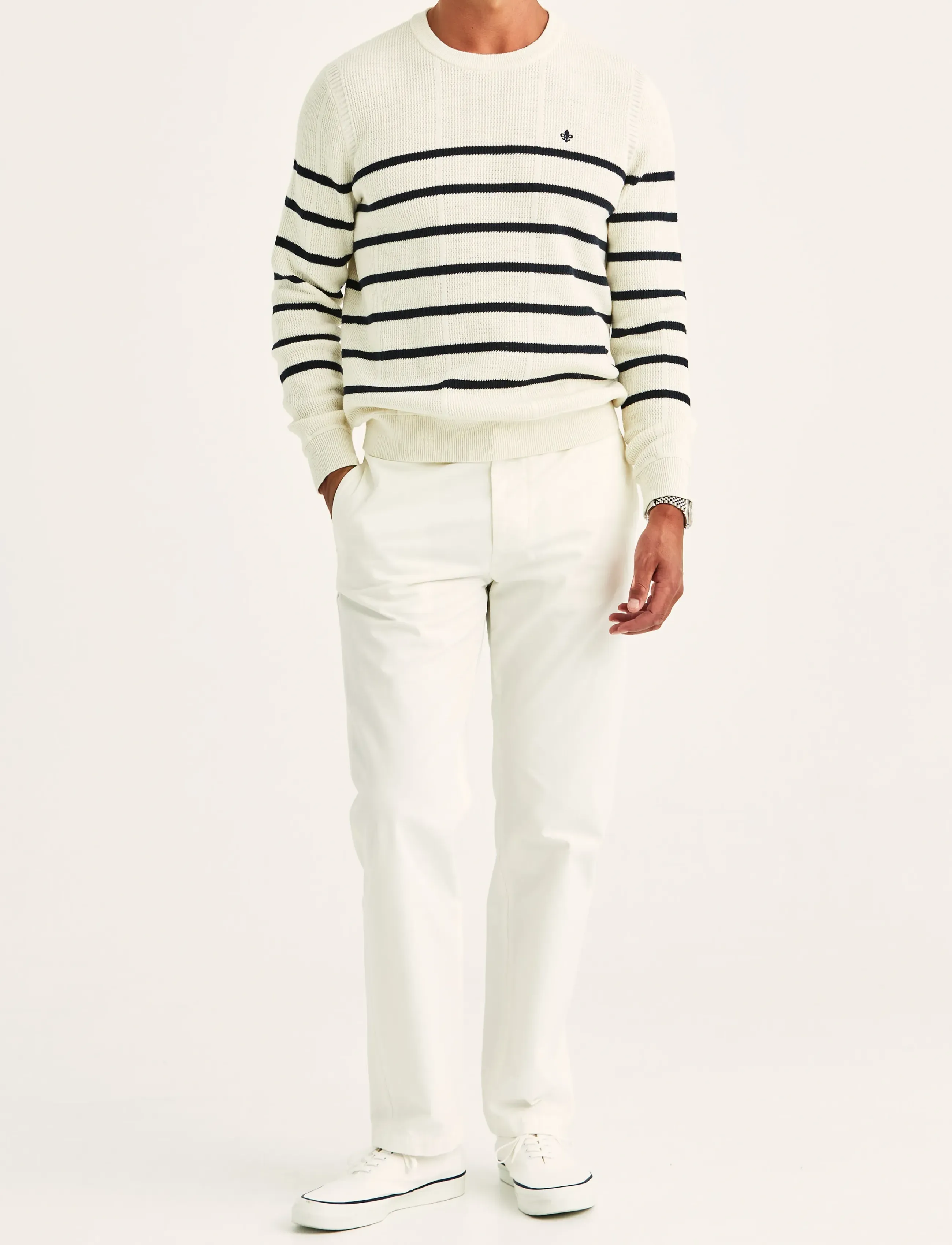 Morris - Benedict Striped Oneck - Ümmarguse kaelusega kudumid - off white - 3