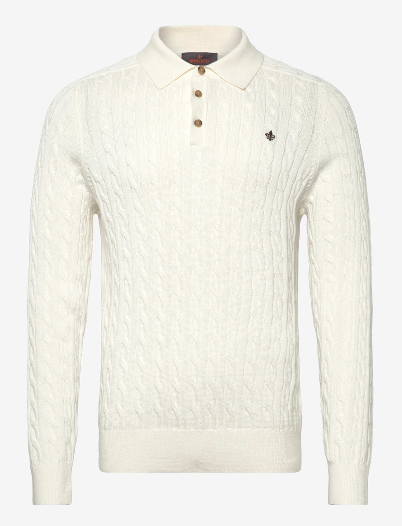 Morris - Lancaster Cable Polo - langärmelige gestrickte polohemden - off white - 1
