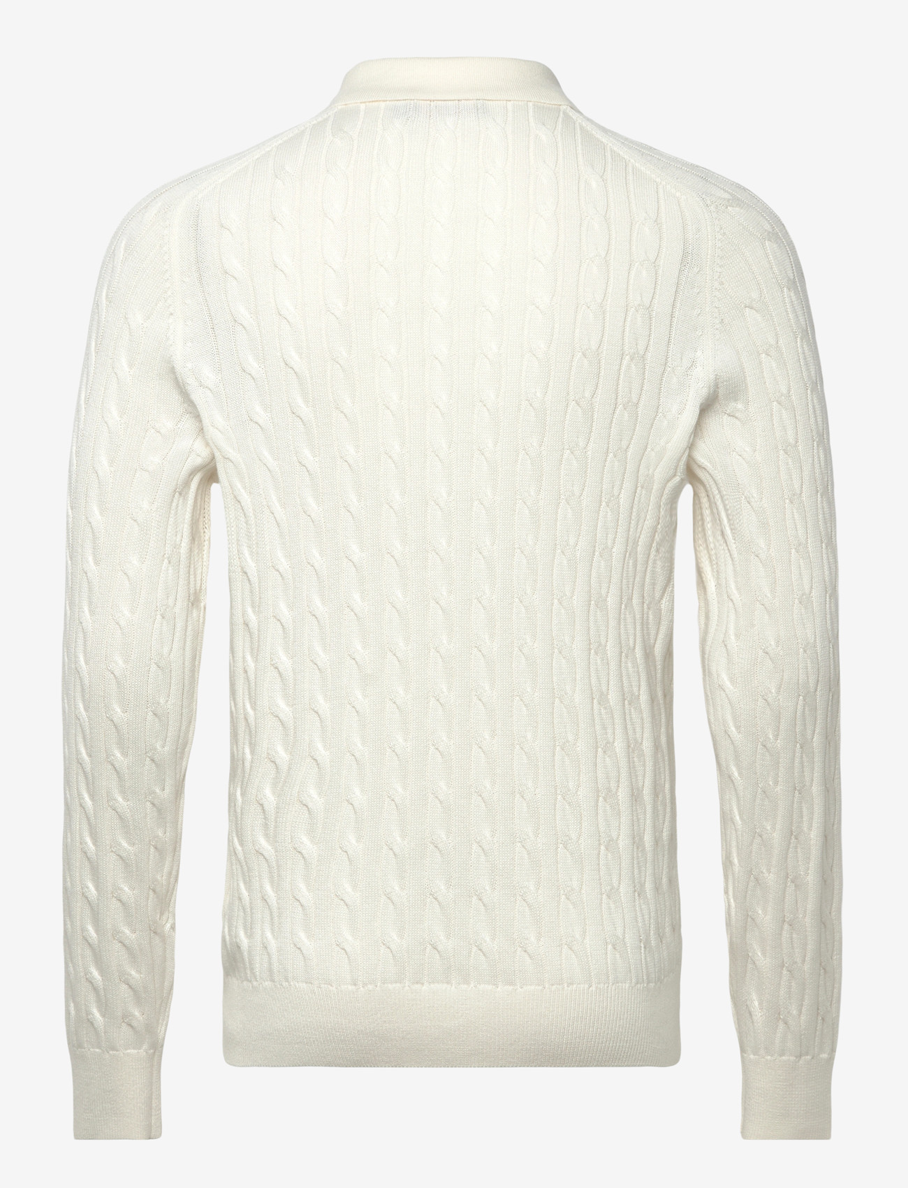 Morris - Lancaster Cable Polo - langärmelige gestrickte polohemden - off white - 2