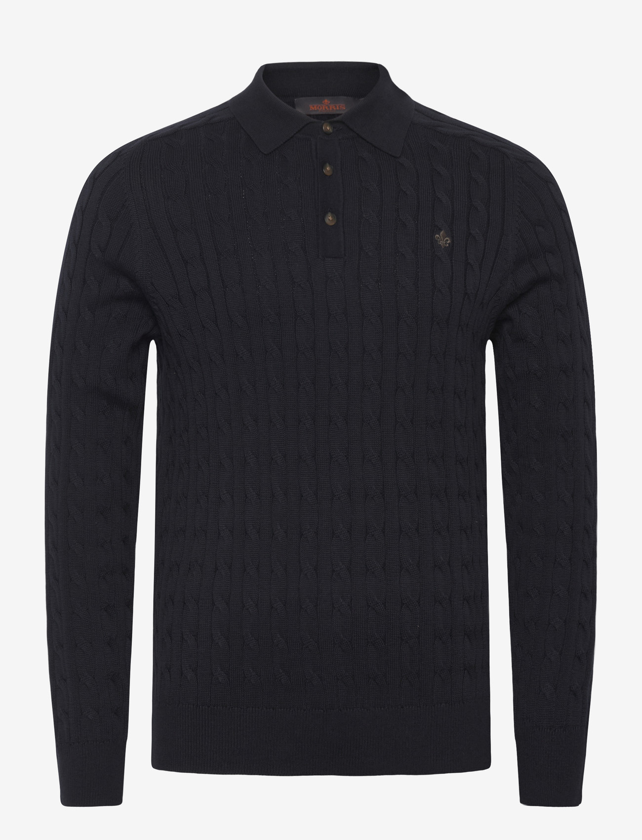 Morris - Lancaster Cable Polo - dzianinowe koszulki polo z długim rękawem - old blue - 1
